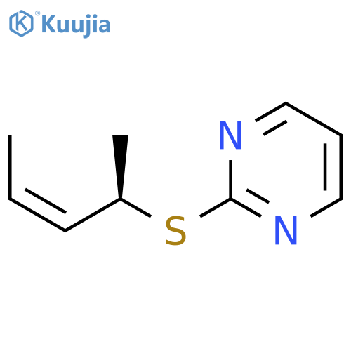 Pyrimidine, 2-[[(1R,2Z)-1-methyl-2-butenyl]thio]- structure