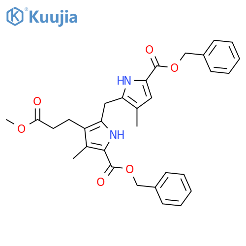 1H-Pyrrole-3-propanoic acid, 4-methyl-2-[[3-methyl-5-[(phenylmethoxy)carbonyl]-1H-pyrrol-2-yl]methyl]-5-[(phenylmethoxy)carbonyl]-, methyl ester structure