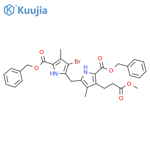 1H-Pyrrole-3-propanoic acid,5-[[3-bromo-4-methyl-5-[(phenylmethoxy)carbonyl]-1H-pyrrol-2-yl]methyl]-4-methyl-2-[(phenylmethoxy)carbonyl]-, methyl ester structure