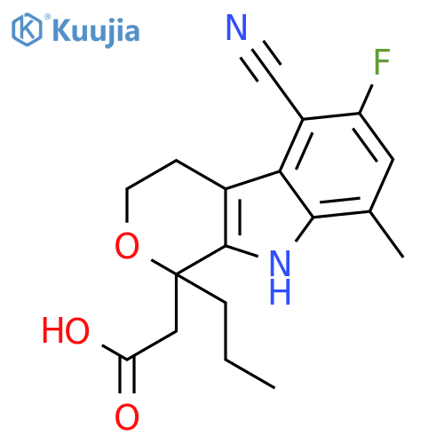 (R)-2-(5-Cyano-6-fluoro-8-methyl-1-propyl-1,3,4,9-tetrahydropyrano[3,4-b]indol-1-yl)acetic acid structure