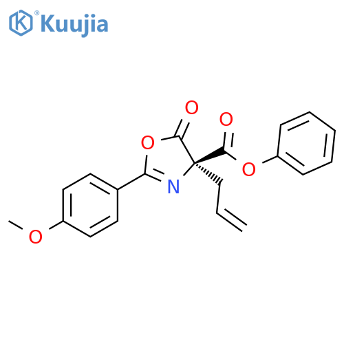 4-Oxazolecarboxylic acid,4,5-dihydro-2-(4-methoxyphenyl)-5-oxo-4-(2-propenyl)-, phenyl ester,(4R)- structure