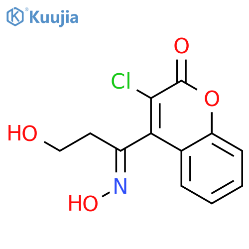 2H-1-Benzopyran-2-one, 3-chloro-4-[3-hydroxy-1-(hydroxyimino)propyl]- structure