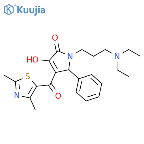 1-3-(diethylamino)propyl-4-(2,4-dimethyl-1,3-thiazole-5-carbonyl)-3-hydroxy-5-phenyl-2,5-dihydro-1H-pyrrol-2-one structure