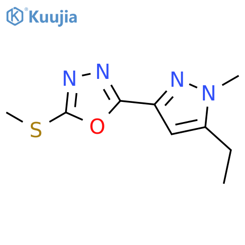 1,3,4-Oxadiazole,2-(5-ethyl-1-methyl-1H-pyrazol-3-yl)-5-(methylthio)-(9CI) structure