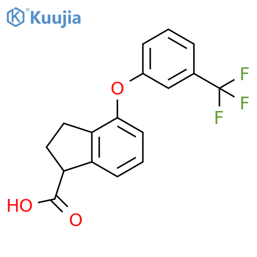1H-Indene-1-carboxylic acid, 2,3-dihydro-4-[3-(trifluoromethyl)phenoxy]- structure