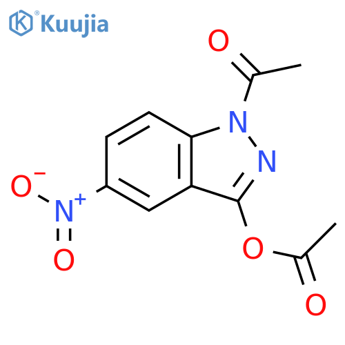 1H-Indazol-3-ol, 1-acetyl-5-nitro-, acetate (ester) structure