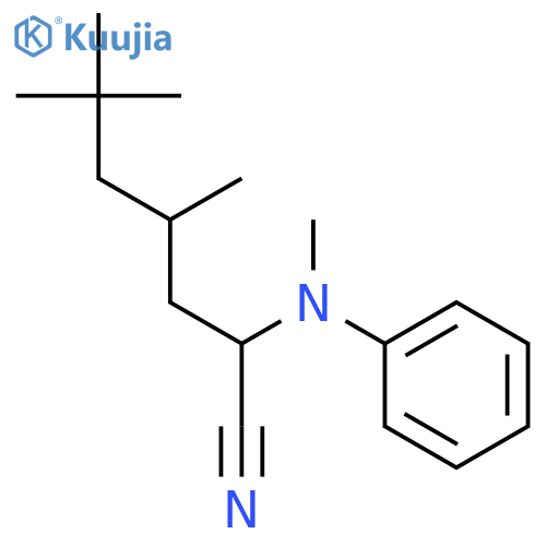 4,6,6-trimethyl-2-[methyl(phenyl)amino]heptanenitrile structure