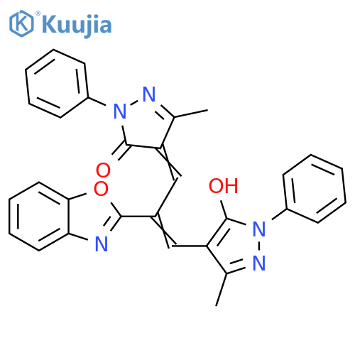 3H-Pyrazol-3-one,4-[2-(2-benzoxazolyl)-3-(5-hydroxy-3-methyl-1-phenyl-1H-pyrazol-4-yl)-2-propenylidene]-2,4-dihydro-5-methyl-2-phenyl- structure