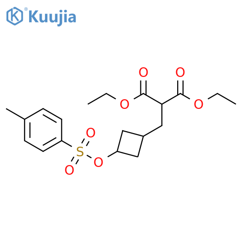 Propanedioic acid, 2-[[3-[[(4-methylphenyl)sulfonyl]oxy]cyclobutyl]methyl]-, 1,3-diethyl ester structure