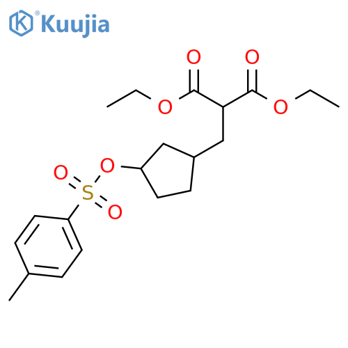 Propanedioic acid,[[3-[[(4-methylphenyl)sulfonyl]oxy]cyclopentyl]methyl]-, diethyl ester structure