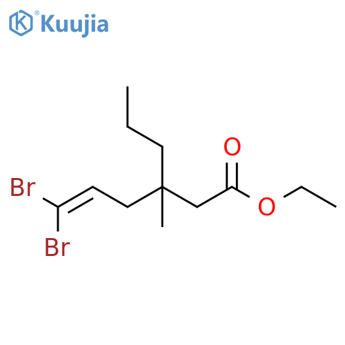 5-Hexenoic acid, 6,6-dibromo-3-methyl-3-propyl-, ethyl ester structure