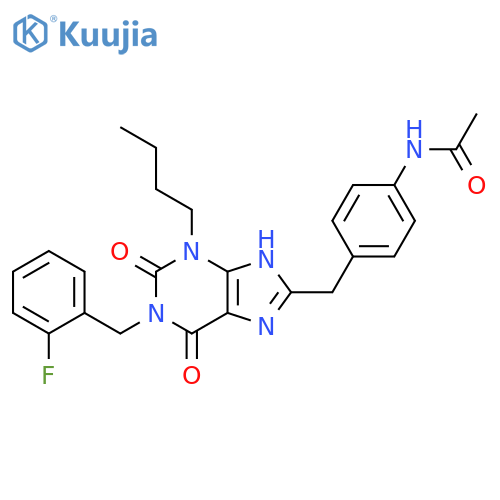N-4-1-(2-Fluorobenzyl)-3-butyl-2,6-dixo-2,3,6,7-tetrahydro-1H-purin-8-ylmethylphenylacetamide structure