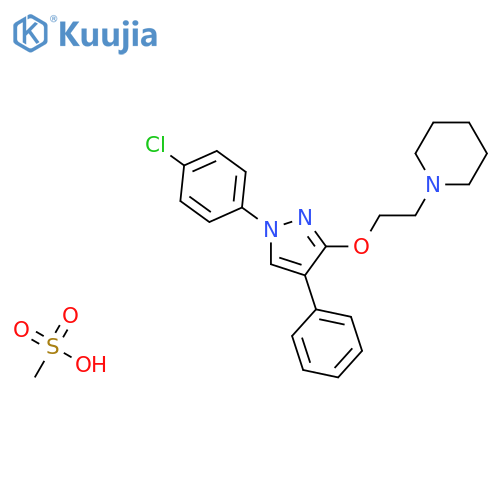 1-(2-{[1-(4-chlorophenyl)-4-phenyl-1H-pyrazol-3-yl]oxy}ethyl)piperidine methanesulfonate structure