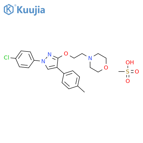 4-(2-{[1-(4-chlorophenyl)-4-(4-methylphenyl)-1H-pyrazol-3-yl]oxy}ethyl)morpholine methanesulfonate structure
