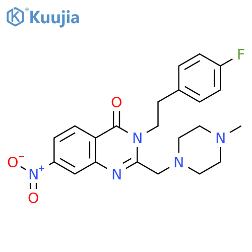 4(3H)-Quinazolinone,3-[2-(4-fluorophenyl)ethyl]-2-[(4-methyl-1-piperazinyl)methyl]-7-nitro- structure