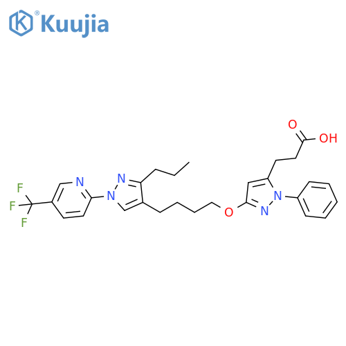 1H-Pyrazole-5-propanoic acid,1-phenyl-3-[4-[3-propyl-1-[5-(trifluoromethyl)-2-pyridinyl]-1H-pyrazol-4-yl]butoxy]- structure