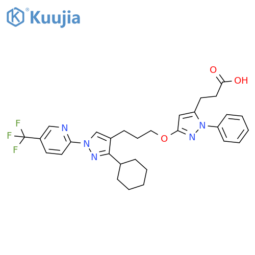 1H-Pyrazole-5-propanoic acid,3-[3-[3-cyclohexyl-1-[5-(trifluoromethyl)-2-pyridinyl]-1H-pyrazol-4-yl]propoxy]-1-phenyl- structure