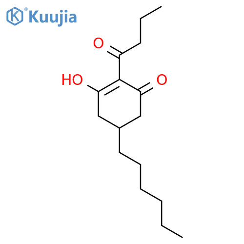 2-CYCLOHEXEN-1-ONE, 5-HEXYL-3-HYDROXY-2-(1-OXOBUTYL)- structure