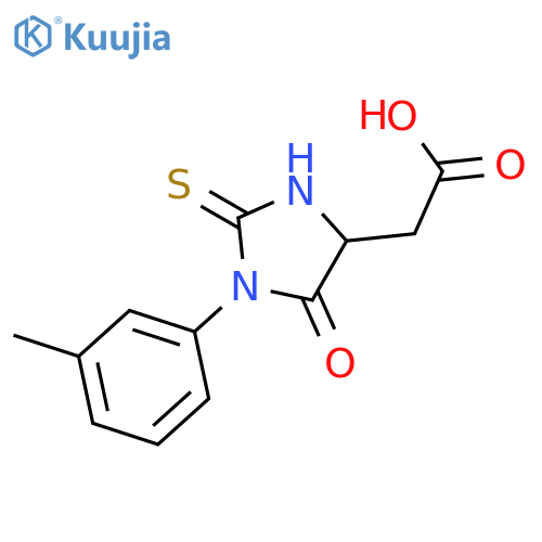 [1-(3-methylphenyl)-5-oxo-2-thioxoimidazolidin-4-yl]acetic acid structure