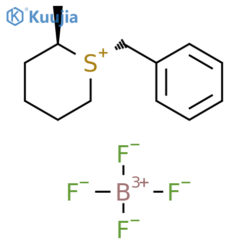 2H-Thiopyranium, tetrahydro-2-methyl-1-(phenylmethyl)-, (1R,2S)-rel-, tetrafluoroborate(1-) (1:1) structure