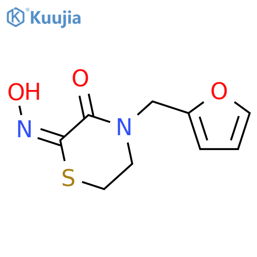 2,3-Thiomorpholinedione, 4-(2-furanylmethyl)-, 2-oxime structure