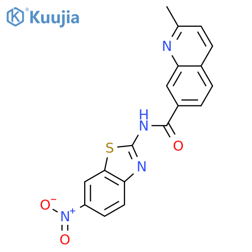 2-methyl-N-(6-nitro-1,3-benzothiazol-2-yl)quinoline-7-carboxamide structure