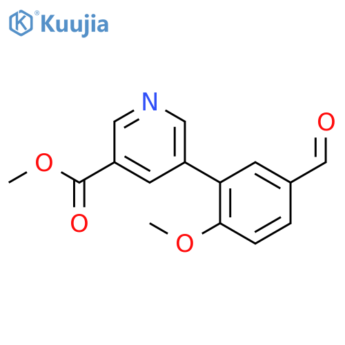 3-PYRIDINECARBOXYLIC ACID, 5-(5-FORMYL-2-METHOXYPHENYL)-, METHYL ESTER structure