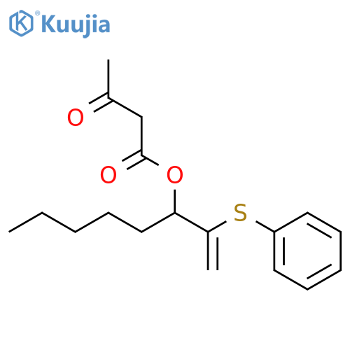 Butanoic acid, 3-oxo-, 1-[1-(phenylthio)ethenyl]hexyl ester structure