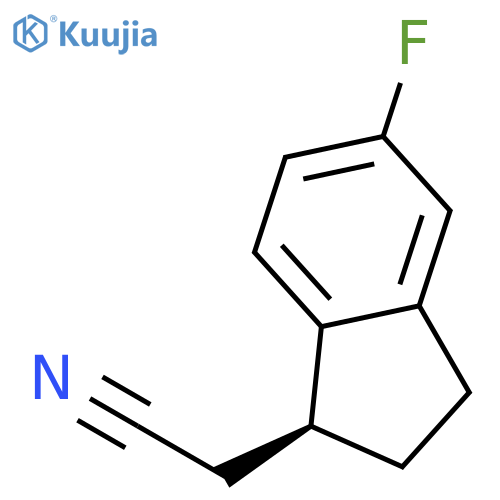 1H-INDENE-1-ACETONITRILE, 5-FLUORO-2,3-DIHYDRO-, (1S)- structure