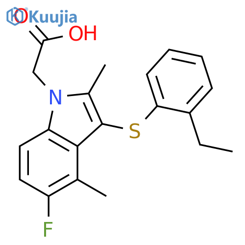 1H-Indole-1-acetic acid, 3-[(2-ethylphenyl)thio]-5-fluoro-2,4-dimethyl- structure