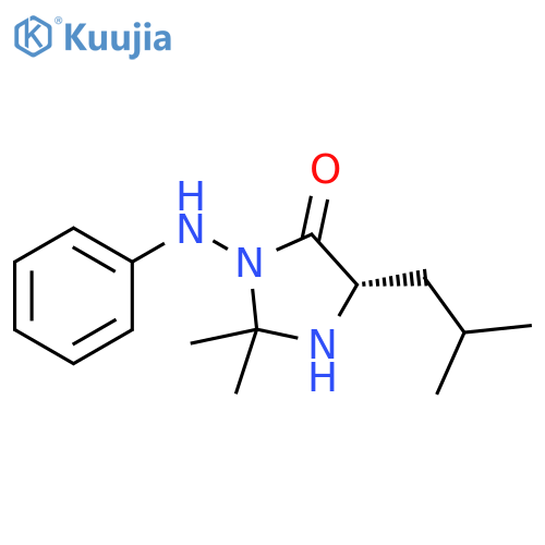4-Imidazolidinone, 2,2-dimethyl-5-(2-methylpropyl)-3-(phenylamino)-,(5S)- structure