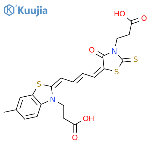 3-[(5Z)-5-{(2E,4E)-4-[3-(2-carboxyethyl)-6-methyl-1,3-benzothiazol-2(3H)-ylidene]but-2-en-1-ylidene}-4-oxo-2-thioxo-1,3-thiazolidin-3-yl]propanoic acid structure