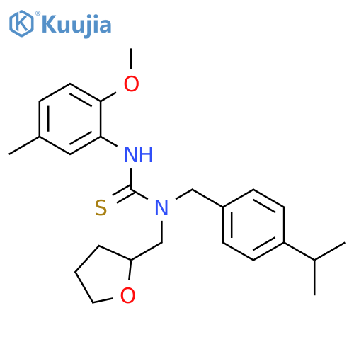 3-(2-methoxy-5-methylphenyl)-1-[4-(1-methylethyl)benzyl]-1-(tetrahydrofuran-2-ylmethyl)thiourea structure