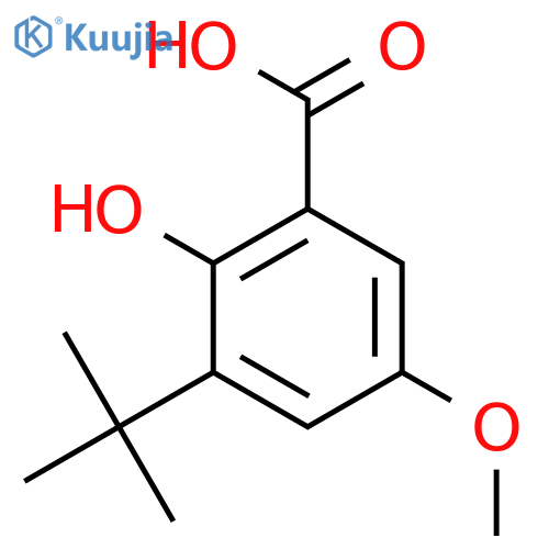 Benzoicacid, 3-(1,1-dimethylethyl)-2-hydroxy-5-methoxy- structure
