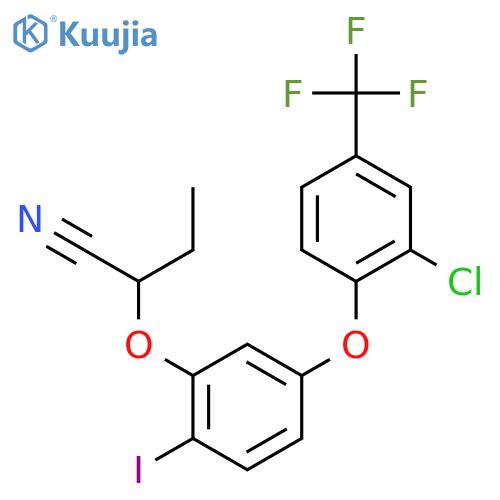 BUTANENITRILE, 2-[5-[2-CHLORO-4-(TRIFLUOROMETHYL)PHENOXY]-2-IODOPHENOXY]- structure