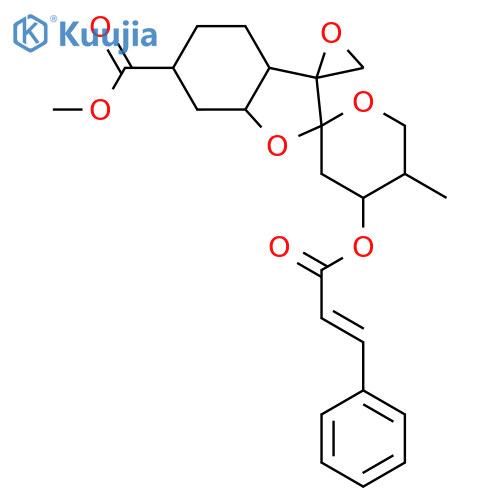 methyl 5''-methyl-4''-{[(2E)-3-phenylprop-2-enoyl]oxy}decahydrodispiro[oxirane-2,3'-[1]benzofuran-2',2''-pyran]-6'-carboxylate structure