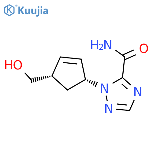 1H-1,2,4-Triazole-5-carboxamide,1-[(1R,4S)-4-(hydroxymethyl)-2-cyclopenten-1-yl]-, rel- structure