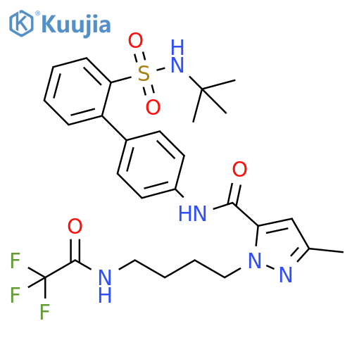 1H-Pyrazole-5-carboxamide,N-[2'-[[(1,1-dimethylethyl)amino]sulfonyl][1,1'-biphenyl]-4-yl]-3-methyl-1-[4-[(trifluoroacetyl)amino]butyl]- structure
