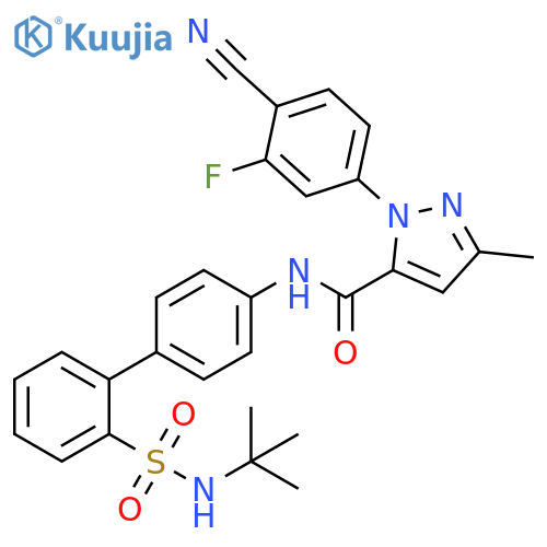 1H-Pyrazole-5-carboxamide,1-(4-cyano-3-fluorophenyl)-N-[2'-[[(1,1-dimethylethyl)amino]sulfonyl][1,1'-biphenyl]-4-yl]-3-methyl- structure