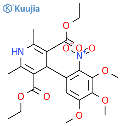 3,5-Pyridinedicarboxylic acid,1,4-dihydro-2,6-dimethyl-4-(3,4,5-trimethoxy-2-nitrophenyl)-, diethylester structure