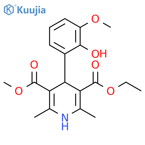 3,5-Pyridinedicarboxylic acid,1,4-dihydro-4-(2-hydroxy-3-methoxyphenyl)-2,6-dimethyl-, ethyl methylester structure