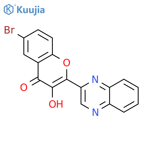 4H-1-BENZOPYRAN-4-ONE, 6-BROMO-3-HYDROXY-2-(2-QUINOXALINYL)- structure