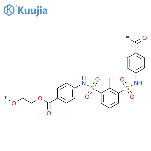 Poly[oxy-1,2-ethanediyloxycarbonyl-1,4-phenyleneiminosulfonyl(methyl-1,3-phenylene)sulfonylimino-1,4-phenylenecarbonyl] structure