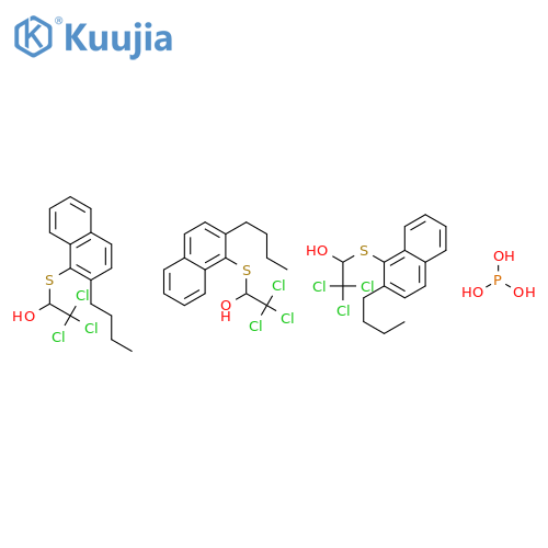 Ethanol, 1-[(butyl-1-naphthalenyl)thio]-2,2,2-trichloro-, phosphite (3:1) structure
