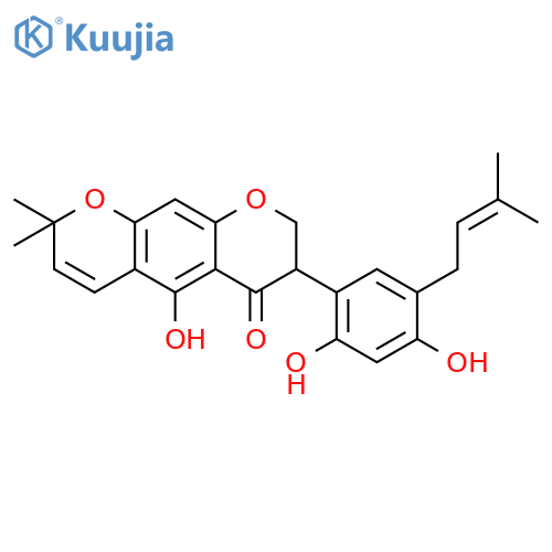 3-[2,4-dihydroxy-5-(3-methyl-but-2-enyl)-phenyl]-5-hydroxy-8,8-dimethyl-2,3-dihydro-8H-pyrano[3,2-g]chromen-4-one structure