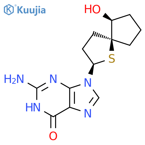 6H-Purin-6-one,2-amino-1,9-dihydro-9-[(2R,5S,6S)-6-hydroxy-1-thiaspiro[4.4]non-2-yl]- structure