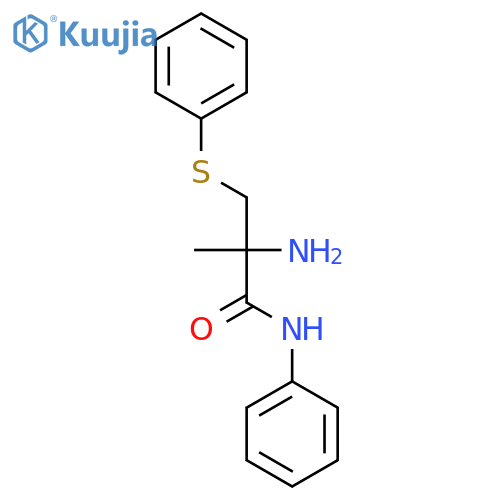 Propanamide, 2-amino-2-methyl-N-phenyl-3-(phenylthio)- structure