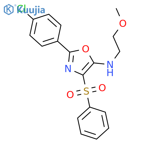 4-(benzenesulfonyl)-2-(4-chlorophenyl)-N-(2-methoxyethyl)-1,3-oxazol-5-amine structure