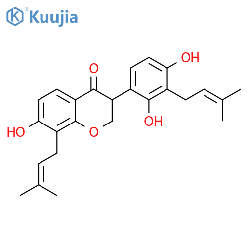 4H-1-Benzopyran-4-one,3-[2,4-dihydroxy-3-(3-methyl-2-butenyl)phenyl]-2,3-dihydro-7-hydroxy-8-(3-methyl-2-butenyl)- structure