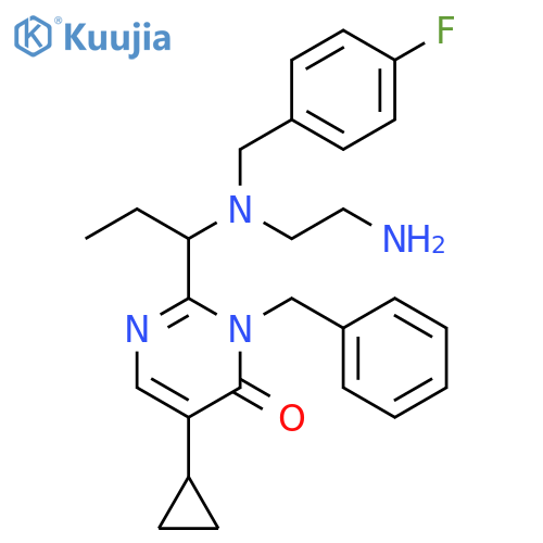 4(3H)-Pyrimidinone,2-[1-[(2-aminoethyl)[(4-fluorophenyl)methyl]amino]propyl]-5-cyclopropyl-3-(phenylmethyl)- structure